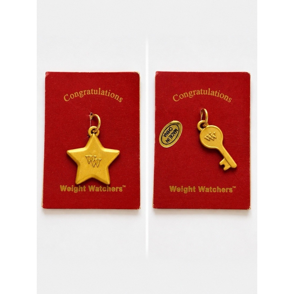 Vtg Weight Watchers Congratulations Gold Tone Key Charm Achievement Pendant New